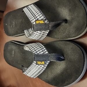 Teva Voya Wedge Thong Sandals Black and Gray size 9